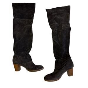 Robert Clergerie Timot Boots Women's 9.5 Suede Over The Knee Light Black Suede